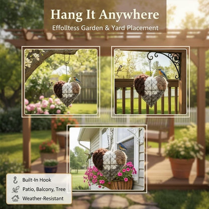 Handmade Alpaca Fiber Bird Nesting Heart